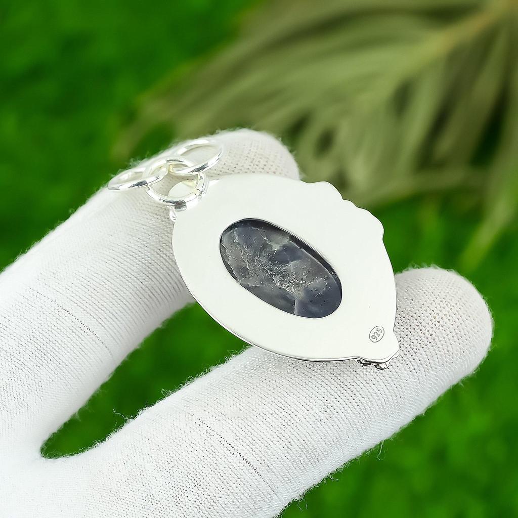 Натуральный кулон с иолитом из стерлингового серебра 925 пробы, индийское украшение для девушек