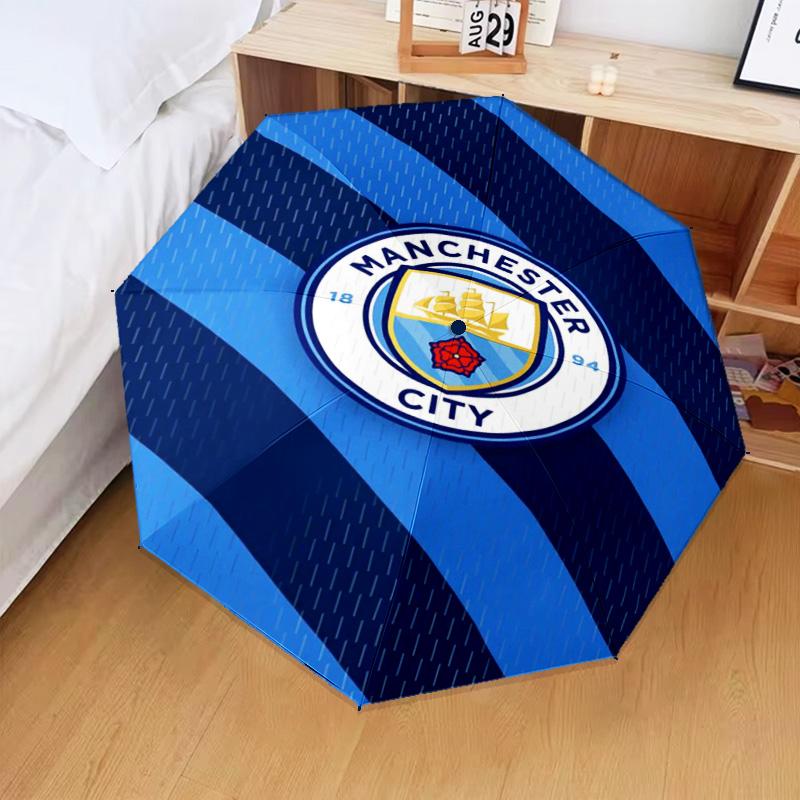 1PC Manchester City F.C Printed Umbrella Folding umbrella, automatic umbrella 8-Frame for Travel, camping Fan gifts Christmas Gifts