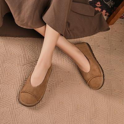 Весенне-осенние новые одинарные туфли женские мягкая подошва мягкая поверхность ручной работы ретро слипоны повседневные женские туфли