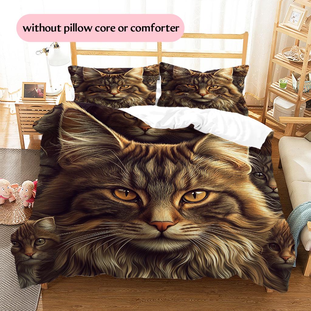 Maine Coon Pattern Bedding Home Decoration Birthday Gift (1 * duvet cover + 2 * pillowcase, without core)