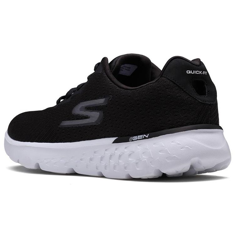 Skechers Go Run 400 Логотип Шнуровка Сетчатый ЭВА ТПУ Амортизирующие Прочные Дышащие Легкие Низкие Беговые Кроссовки Мужские Кроссовки Черный Белый 54354-BKW