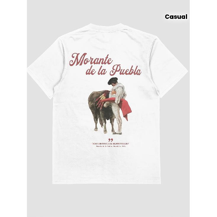 Morante De La Puebla T Shirt White Bullfighter Art Print Casual Style Crew Neck Slight Stretch Fabric Regular Fit Perfect for Men