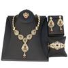 Arabic Bride Jewelry Sets Gold Color Necklace Earring Bangle Ring Crystal Wedding Bijoux
