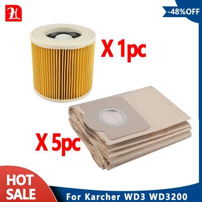 HEPA-фильтр для пылесосов Karcher WD2250 WD3.200 MV2 MV3 WD3 WD2 Запчасти Аксессуары Фильтры Замена Пылесборник