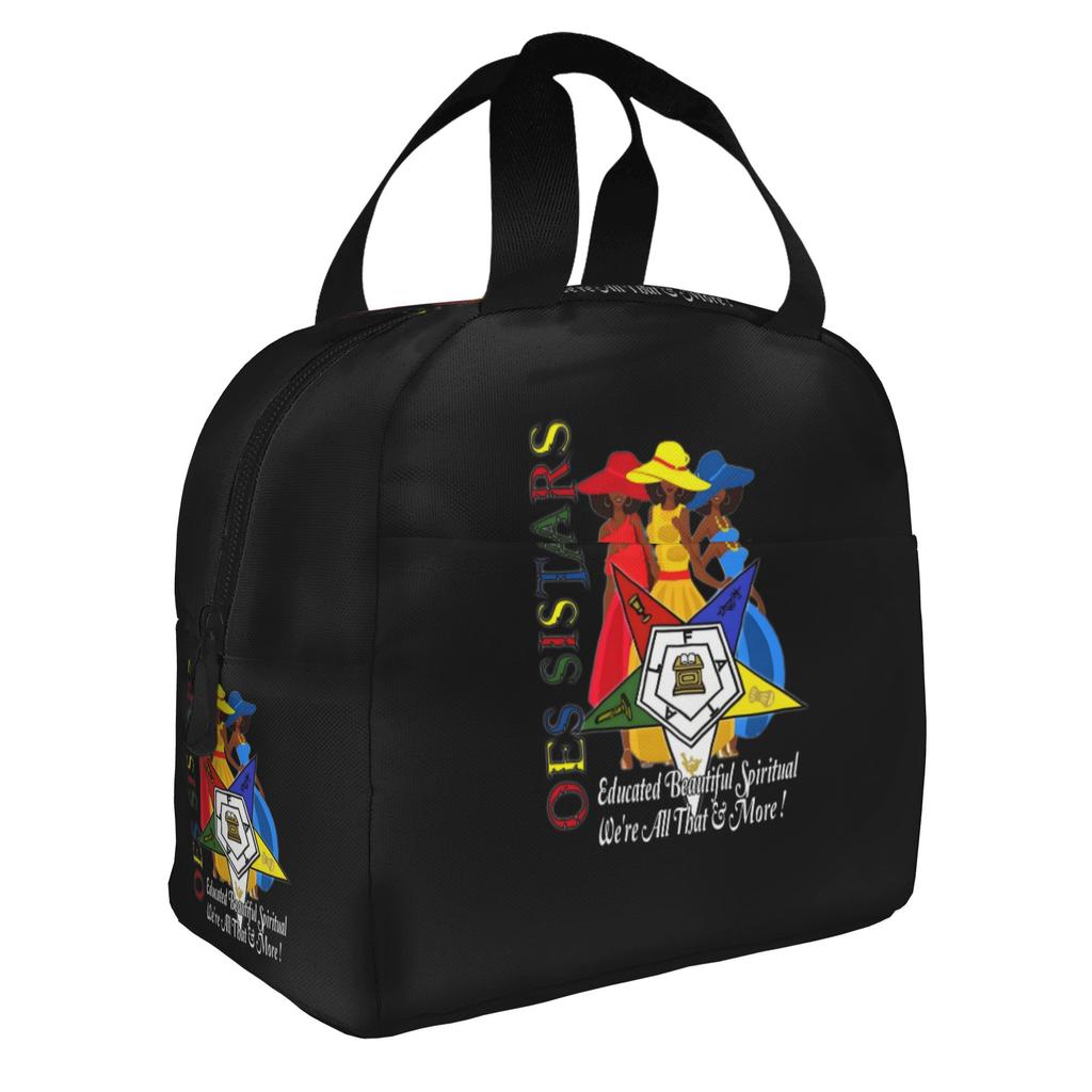 Order Of The Eastern Star Logo Thermal Insulated Lunch Bags Women Portable Lunch Container for School Multifunction Food Box
