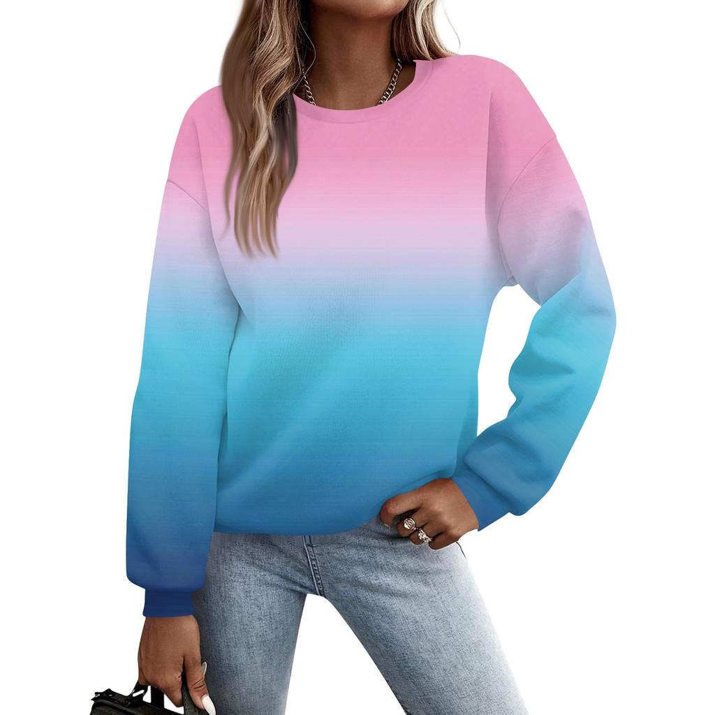 Женская осенне-зимняя повседневная толстовка с круглым вырезом и длинным рукавом с принтом