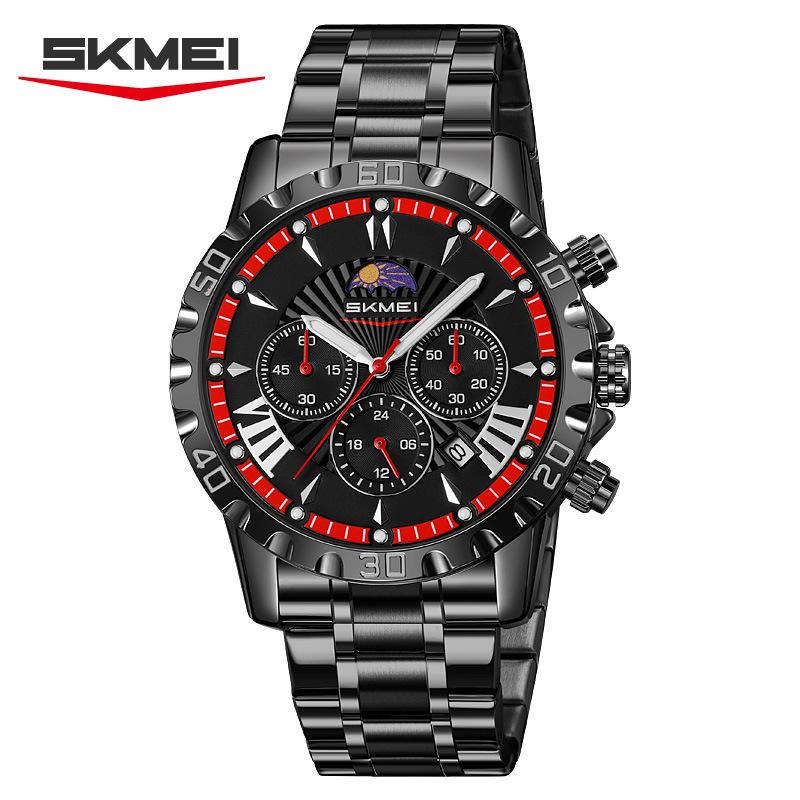 Роскошные золотые часы для мужчин, модные водонепроницаемые мужские наручные часы с фазами Луны, кварцевые мужские часы Relogio Masculino