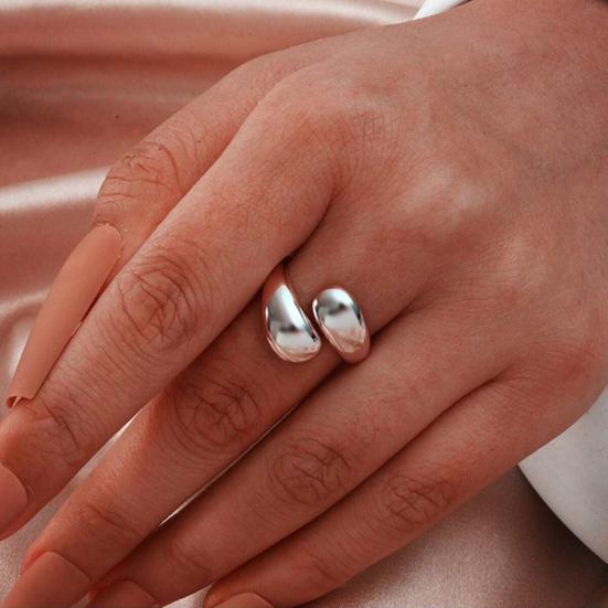 Женское кольцо, открытая регулируемая форма капли воды, гальваническое покрытие из нержавеющей стали, подарок на день рождения, сплошной цвет, поездка на работу