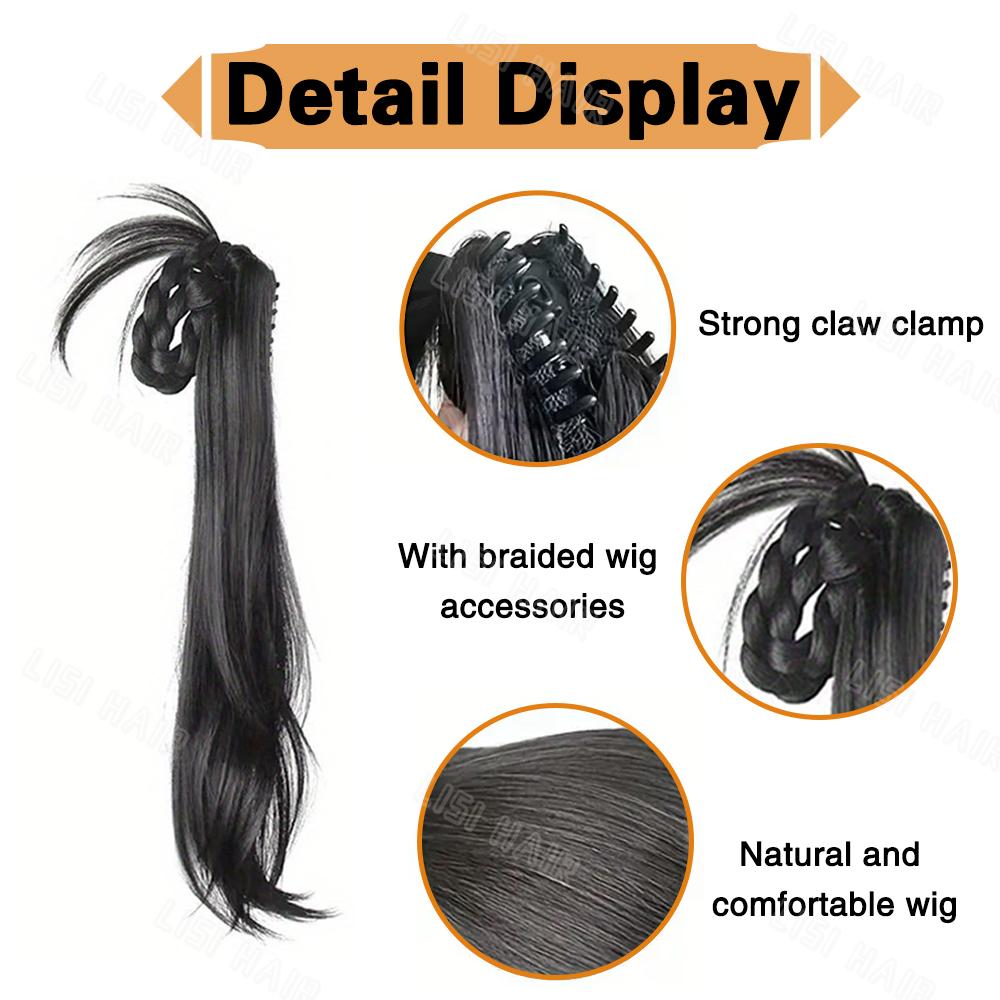 LISI HAIR Синтетический длинный волнистый коготь с плетеным хвостом, аксессуары для парика, парик для женщин, ежедневное использование