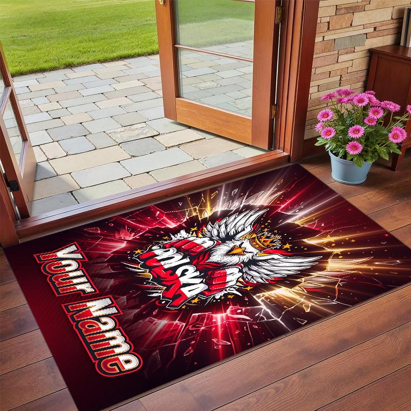 Crystal Velvet Rug Custom Name Text, Soft Non Slip Floor Mat Home DecorPoland Football