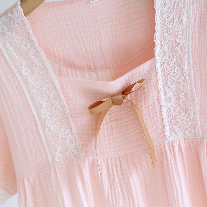 Летний новый женский пижамный комплект из 100% хлопкового крепа, милые шорты с коротким рукавом, комплект из двух предметов, повседневный домашний женский