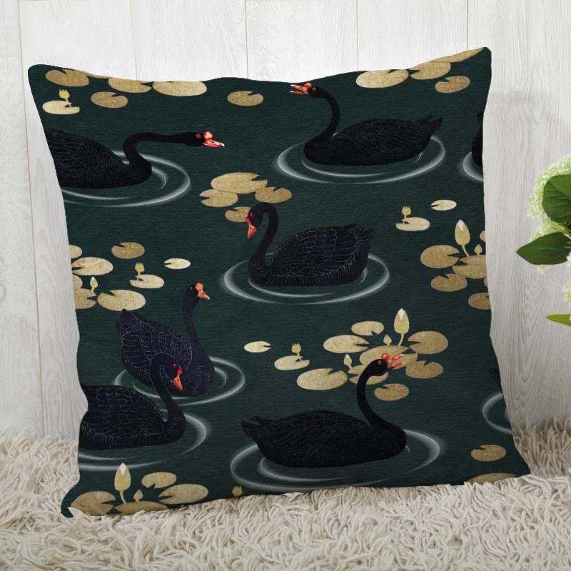 New Lotus Pillow Cover Bedroom Home Office Decorative Flowers Pillowcase Square Zipper Pillow Cases Satin Soft No Fade