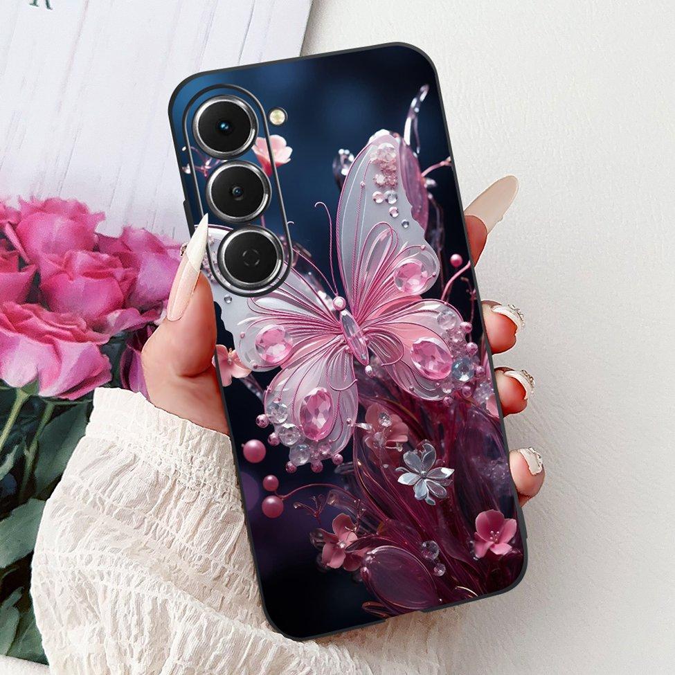 Чехол для Tecno Spark 40Pro KM6 Чехол для Techno Spark 40 Pro Чехол Силиконовый Роскошный Бабочка Любовь Мода Цветы Крутой Расписной