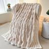 Уютный мягкий плед из искусственного кроличьего меха для дивана, весенне-осенний, теплый, из рубчатого бархата, одеяло для кровати, легкий, для офисного сна, плюшевый, в клетку