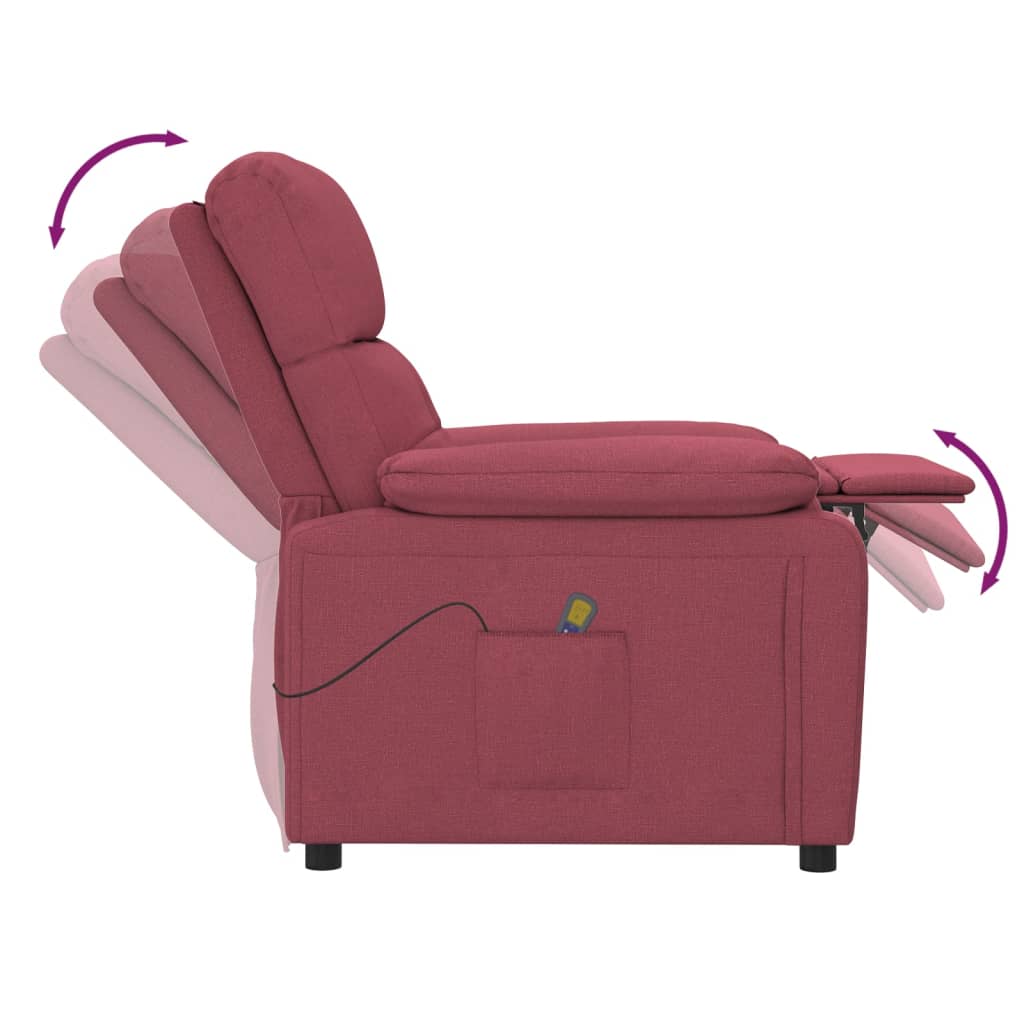 Massage Chair Burgundy Fabric