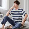 Men's New Spring and Summer Pajamas Homewear Suit Teenagers Short-Sleeved Long Pants Homewear Large Size Students Casual Pajamas