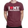 Я Люблю Свою Девушку Я Сердце GF Футболка для Мужчин 100% Хлопок Крутая Футболка Круглый Воротник Футболка с Коротким Рукавом Одежда Новая