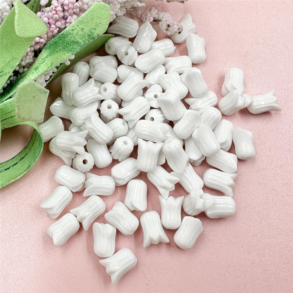 Высококачественные ювелирные аксессуары для изготовления ювелирных изделий 7,5*9,6 мм, браслеты-тюльпаны, акрил, 100 шт., модные свободные бусины, цветы, усовершенствованное ожерелье «сделай сам»