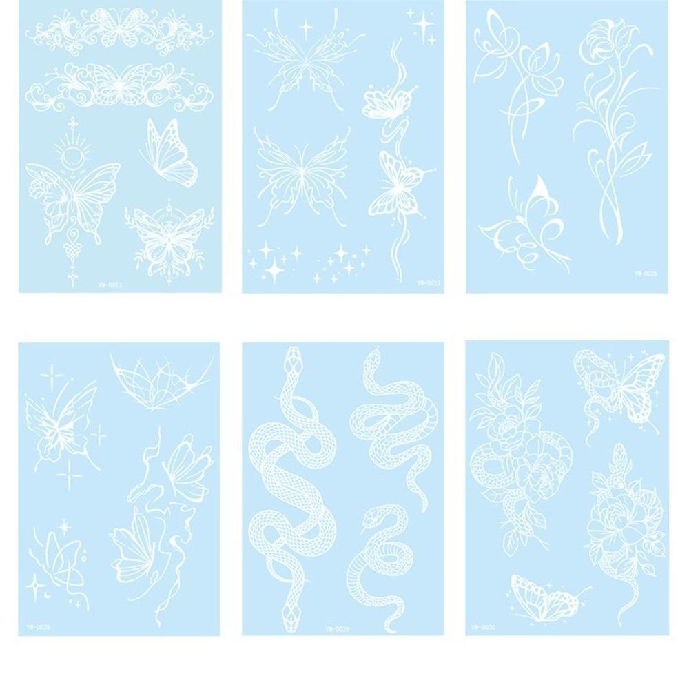 6 Sheets Lasting Henna Tattoo Stickers Blue Luminous Lace Fake Tattoos  Hand Finger