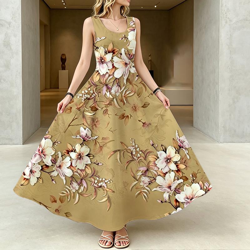 Sleeveless Maxi Dress Soft Loose Fit Versatile Casual Dress for Vacation,Travel,Girls' Trip,Daily Outing,Party