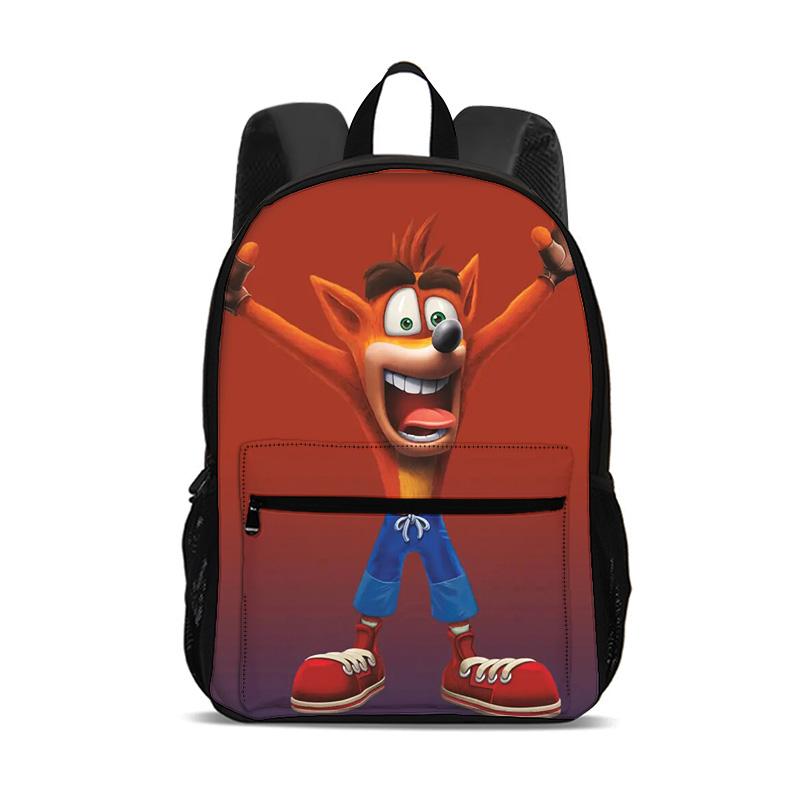 Рюкзак Crash Bandicoot с мультяшным принтом, новый, большой вместимости, лучший спутник для школы, путешествий и активного отдыха
