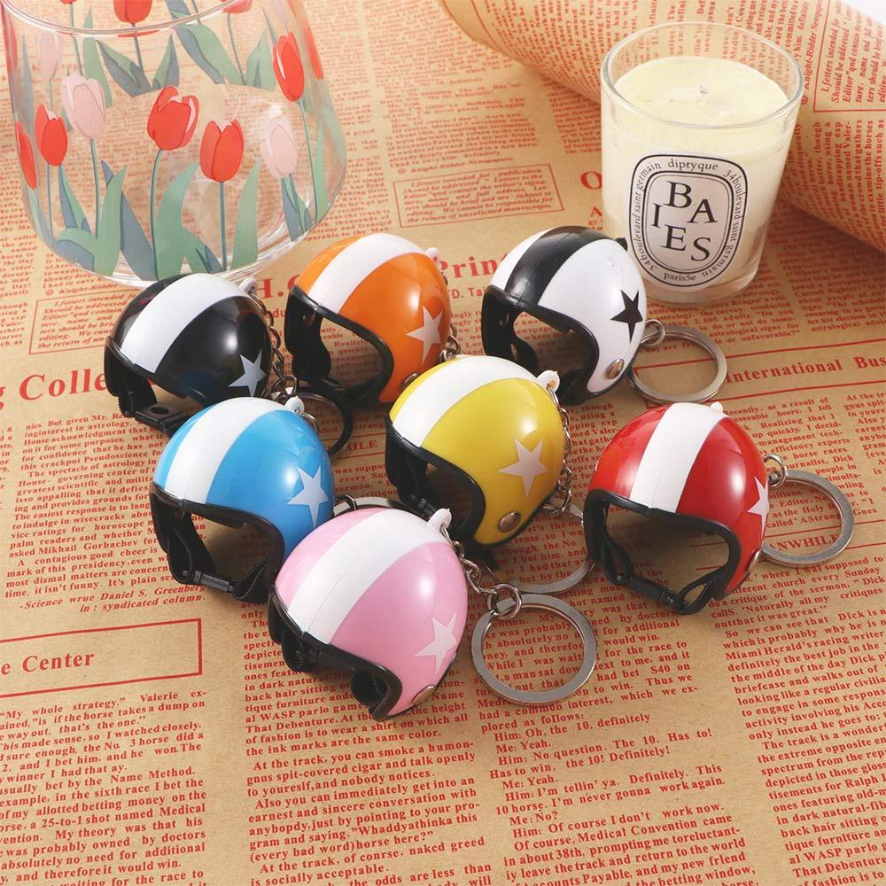 Gifts Multicolor Auto Decoration Pendant Safety Helmet Keychain Motorcycle Key Holder Car Key Ring