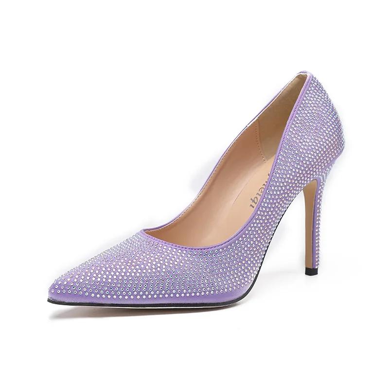 Новые высококачественные женские туфли, модный стиль, туфли на высоком каблуке Water Diamond, женские туфли на тонком каблуке с острым носком, туфли на высоком каблуке с неглубоким носком