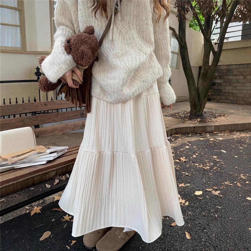 Длинная плиссированная юбка фиолетового цвета с высокой талией 2025 года — нежный, универсальный стиль феи для ранней весны