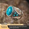 Кольцо с драгоценными камнями в европейском и американском стиле в стиле ретро: Ювелирные изделия из сплава металла с натуральной бирюзой