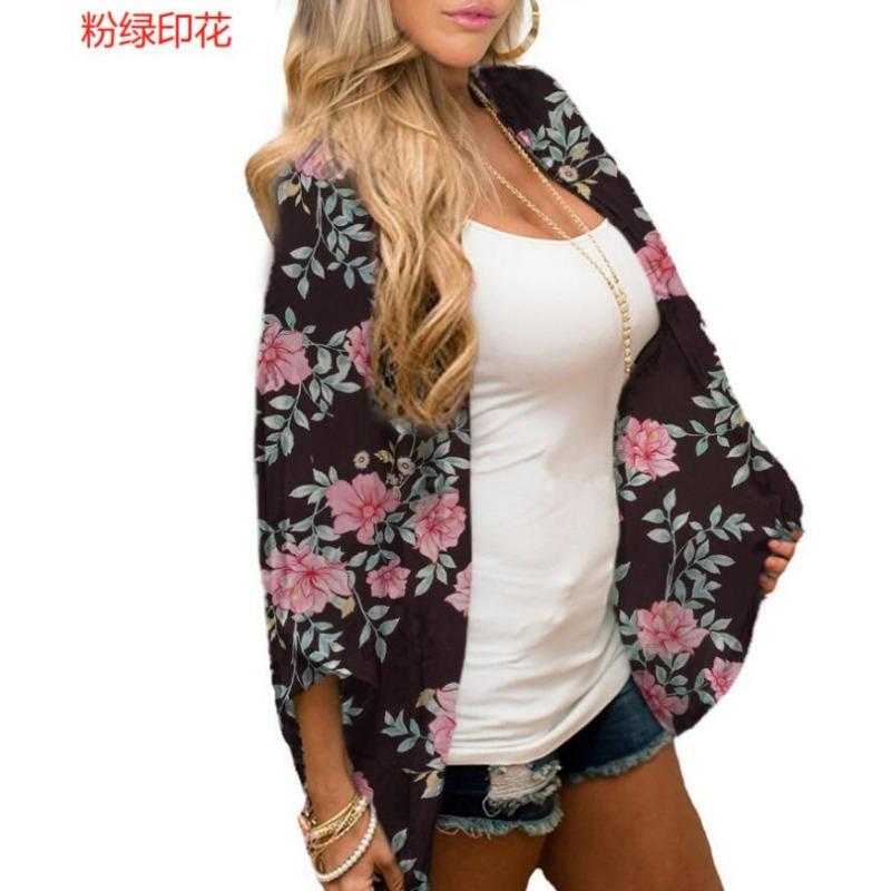 YYFS Женская мода повседневная летняя весна цветочный узор принт блузки и рубашки рукава 3/4