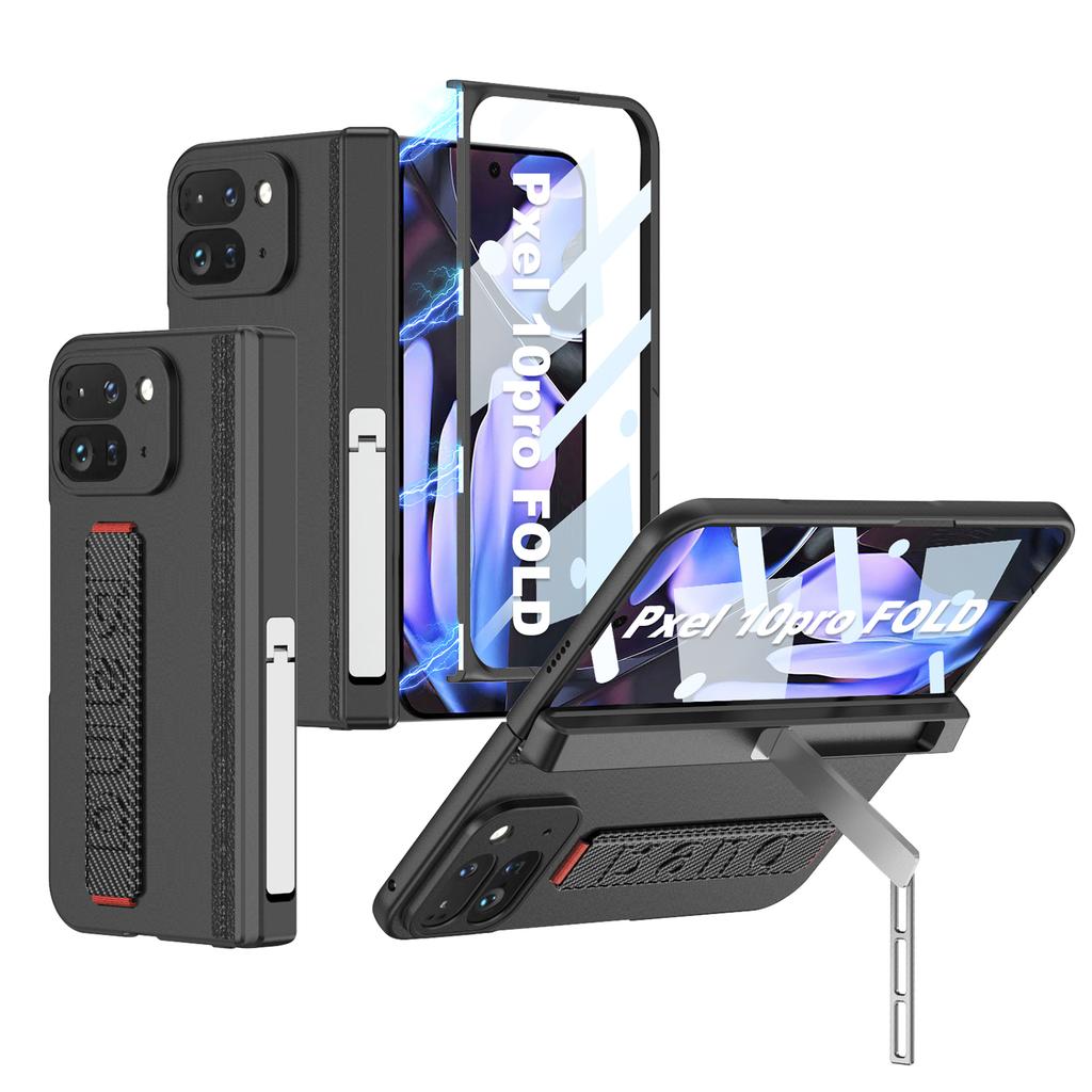 Magnetic Hinge Stand All-included Case for Google Pixel 10 9 Pro Wrist Strap Armor Screen Glass Cover for Pixel 10 Pro Fold Case