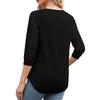 Женская блузка с рукавом 3/4, V-образным вырезом, пэчворком из кружева разных цветов, повседневная