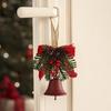 Christmas Bell Decoration Bell with Pine Bowknot Decor Hanging Decorative Branches Red Fruits Indoor