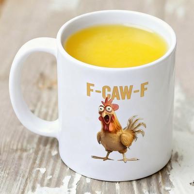 Керамическая кружка F-Caw-F для кофе с курицей, 15 унций, забавная емкость для напитков, оригинальная кружка для кофе, чашка для чая, подарки на день рождения Для мужчин, женщин, друзей