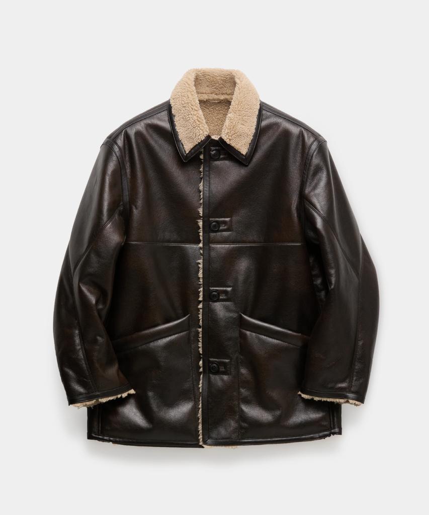Coor Reversible Faux Shearling Coat (Dark Brown)