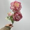 Искусственный пион со стеблем 3 головки Реалистичный искусственный цветок Свадебный стол для домашнего офиса Центральная часть Искусственная цветочная ветка Цветочная композиция Украшение