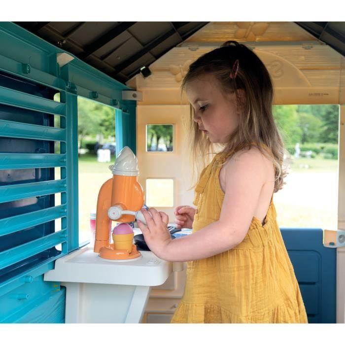SMOBY - Maison Sweety Corner - Comptoir et espace de préparation - Machine à glaces - 18 accessoires inclus - Fabriqué en France