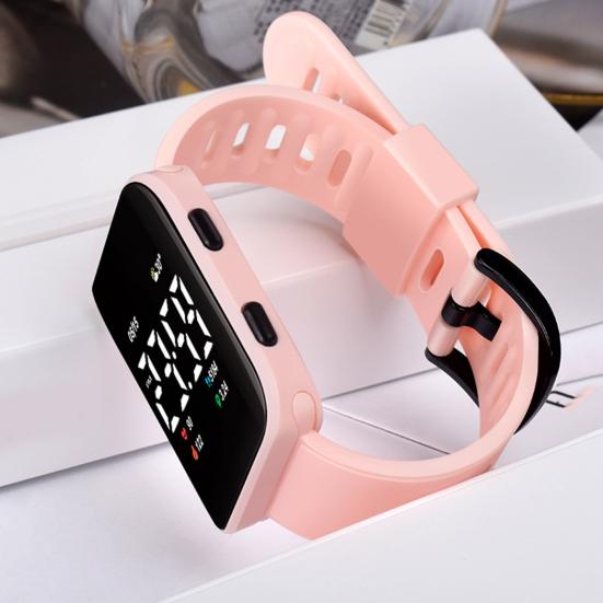 Повседневные цифровые спортивные часы со светодиодным цифровым дисплеем, большой квадратный циферблат, эргономичный дизайн, силиконовый браслет, часы