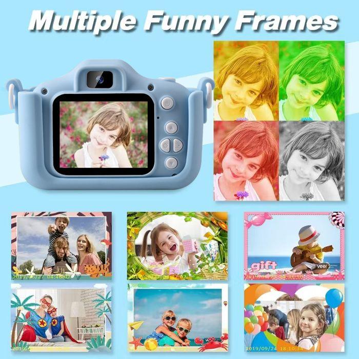 Appareil photo pour enfants, double caméra, version rechargeable de 2,0 pouces, avec carte SD de 32 Go, cadeau de Noël