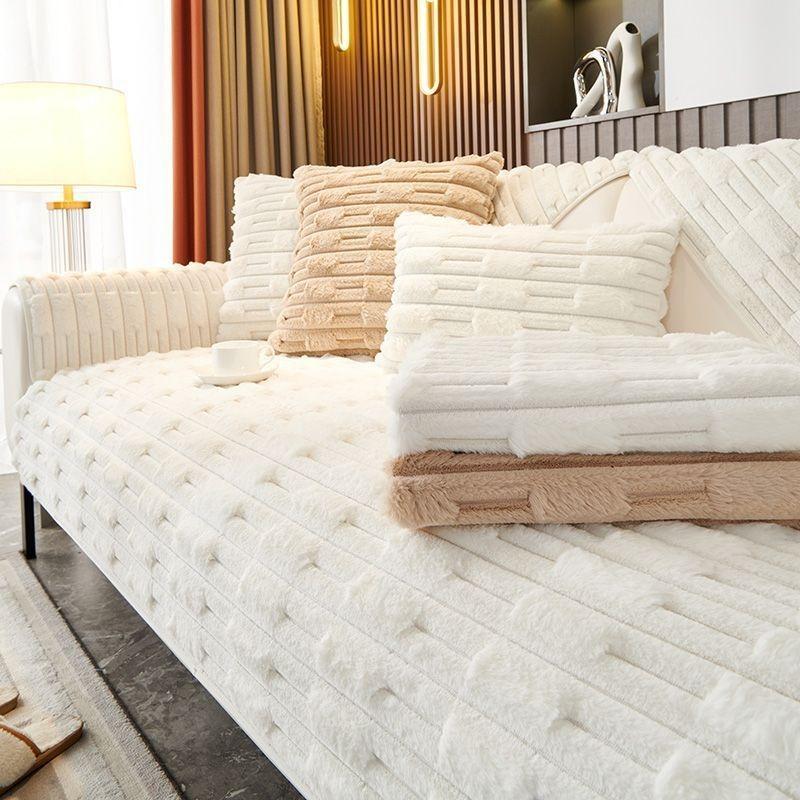 Черная плюшевая диванная подушка, толстый теплый чехол для дивана, наволочка для гостиной, зимняя универсальная подушка для сиденья, нескользящий чехол, тканевый чехол для подушки