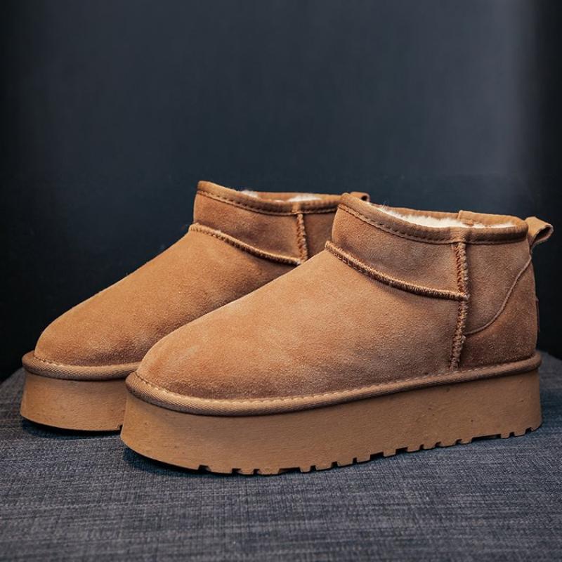 Модные зимние женские короткие плюшевые теплые зимние сапоги повседневная обувь новые замшевые меховые ботинки челси ботильоны на плоской подошве женская обувь на платформе botas