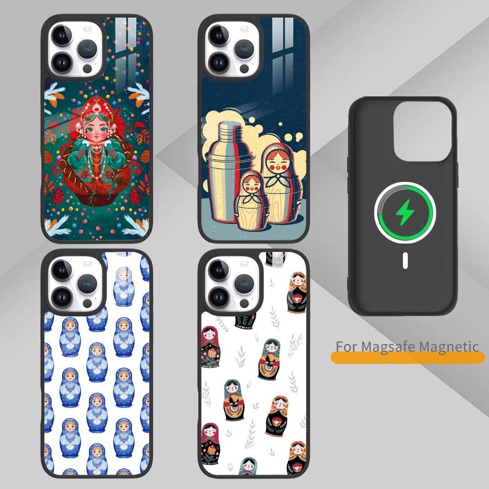 T-Russian Dolls Matryoshka Phone Case For iPhone17,16,15,14,13 Plus,Pro Max Magnetic For Magsafe Wireless Charging