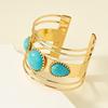 French Turquoise Retro Wide Bangle for Women - Korean Fashion Influencer Punk Style Jewelry