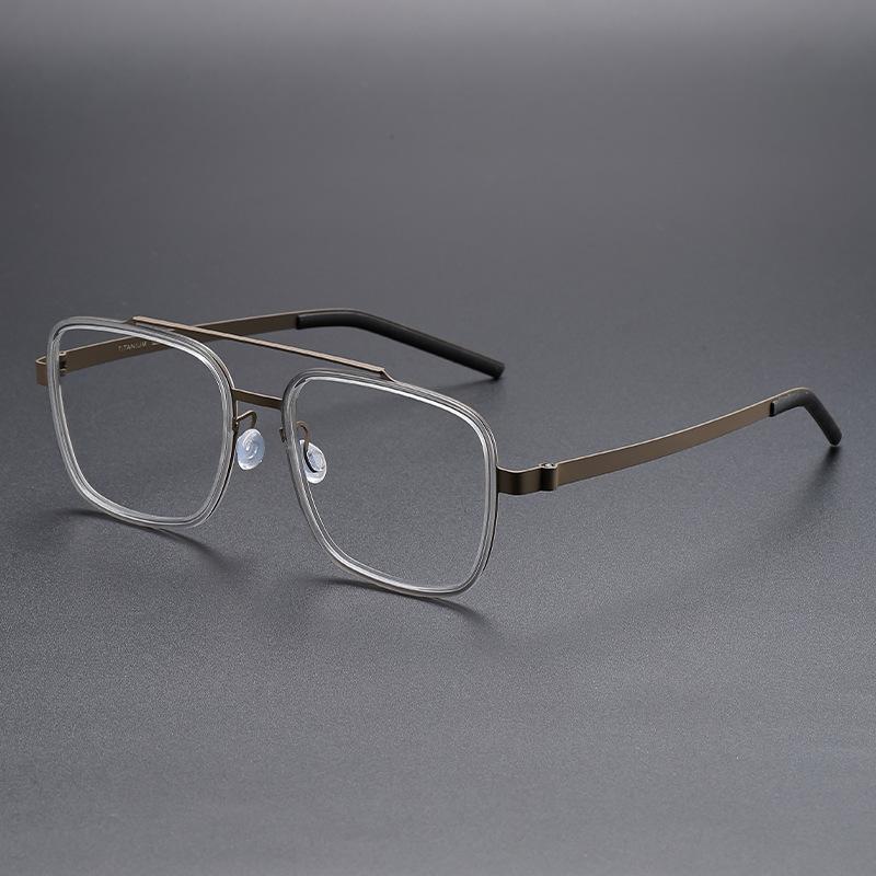 BCLEAR Винтажные очки для коррекции зрения с двойным мостиком из ацетата и титана для мужчин Оправа Очки для коррекции зрения при близорукости Удобная сверхлегкая оправа