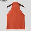 INCERUN Summer Men Sleeveless Zipper Rib Tank Tops T-shirts