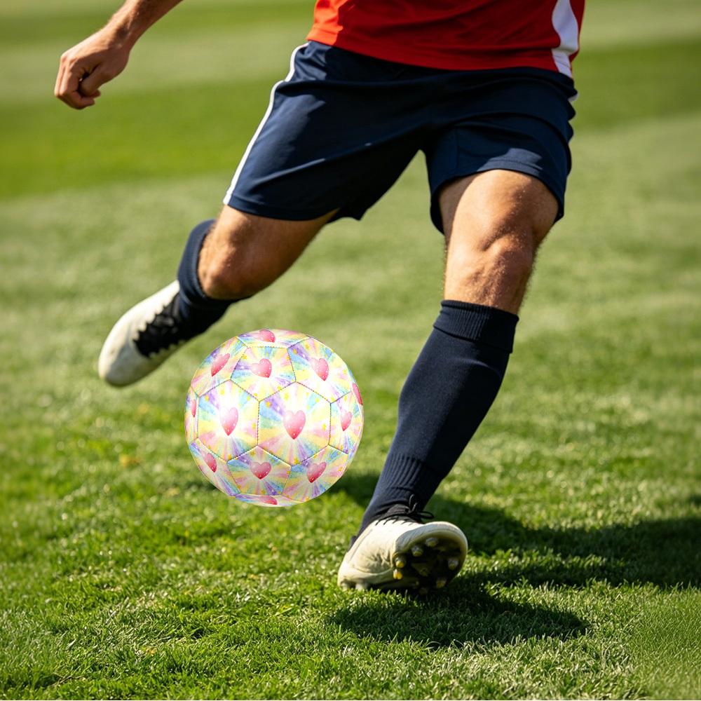 1pc Rainbow Heart Sparkle Theme Soccer Ball Football, Size 5, Lightweight PVC, Outdoor Training Soccer Ball,Gift j61432