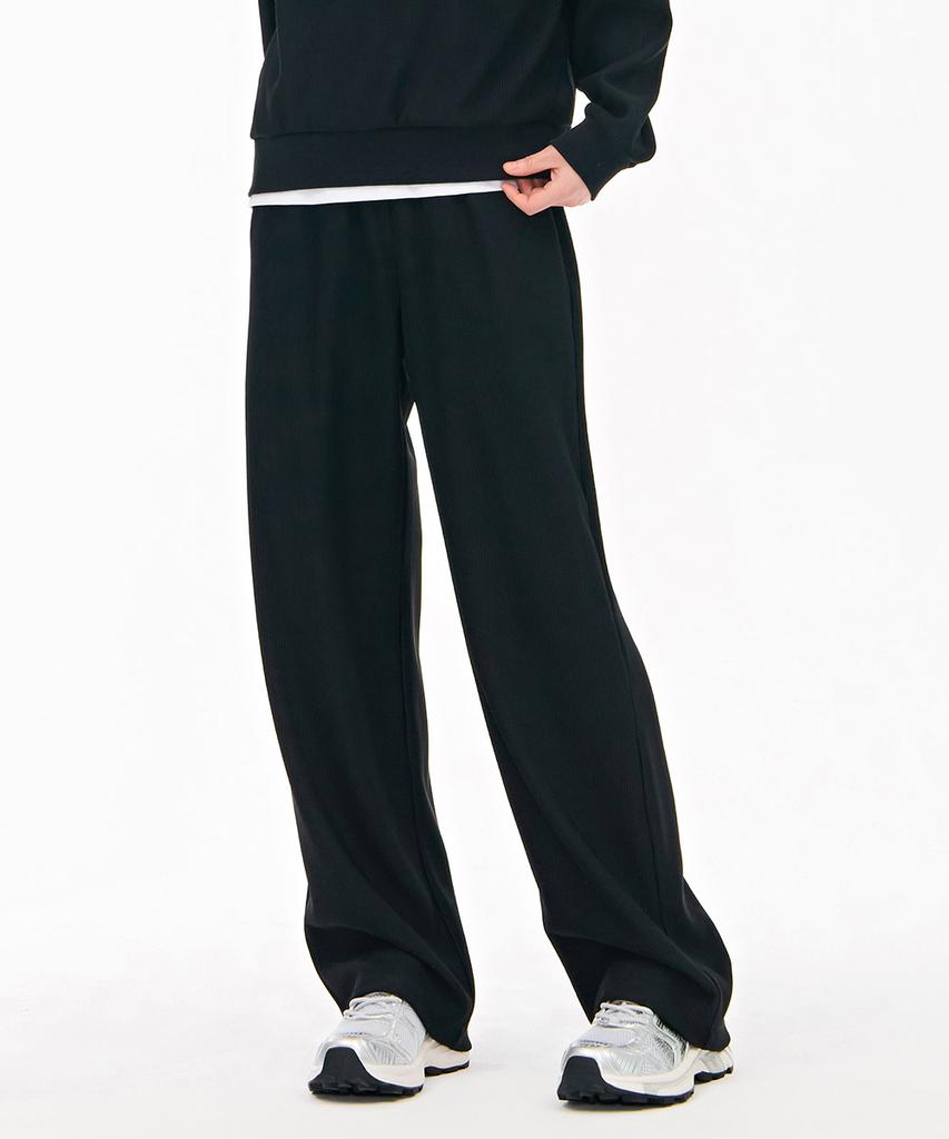 CHASECULT Women'S Ribbed Wide Warm-Up Pants - Black