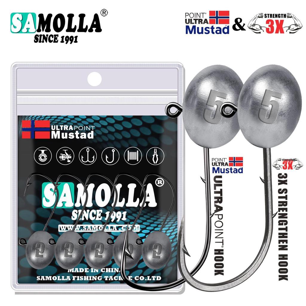 Яйцевидная джиг-головка с литым свинцом, тонким крючком Mustad и усиленным против зацепов хвостовиком 3X для ловли на микро-приманки.