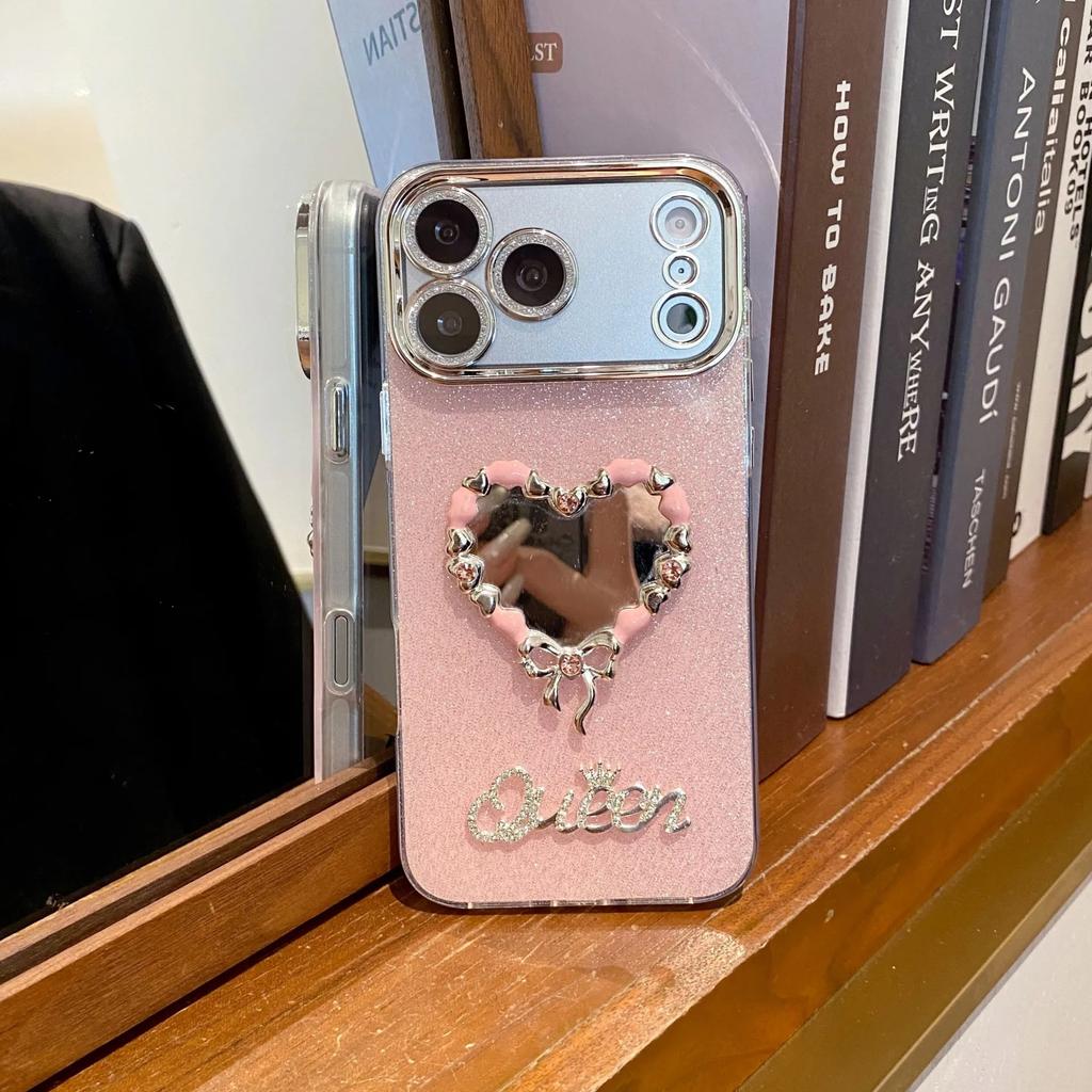Зеркало для макияжа Love Nectarine 3D, совместимое с чехлом для телефона iPhone 16 Pro Max для 15 Pro, с мягкими краями, для 14 Plus, 17 promax, Чехол