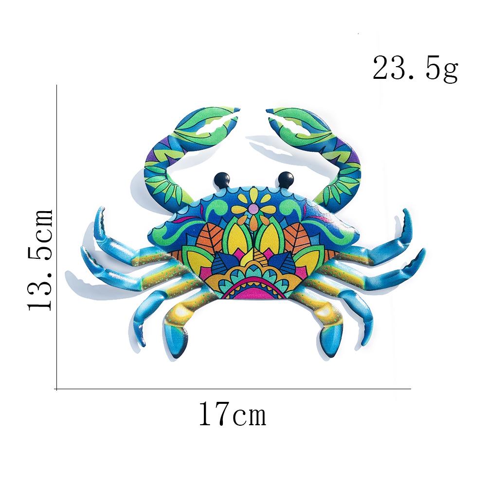 Cute Cartoon Painting Crab Halobios Wrought Metal Wall Hanging Ornament Baby Room Dangle Wind Chime Pendant Garden Balcony Decor